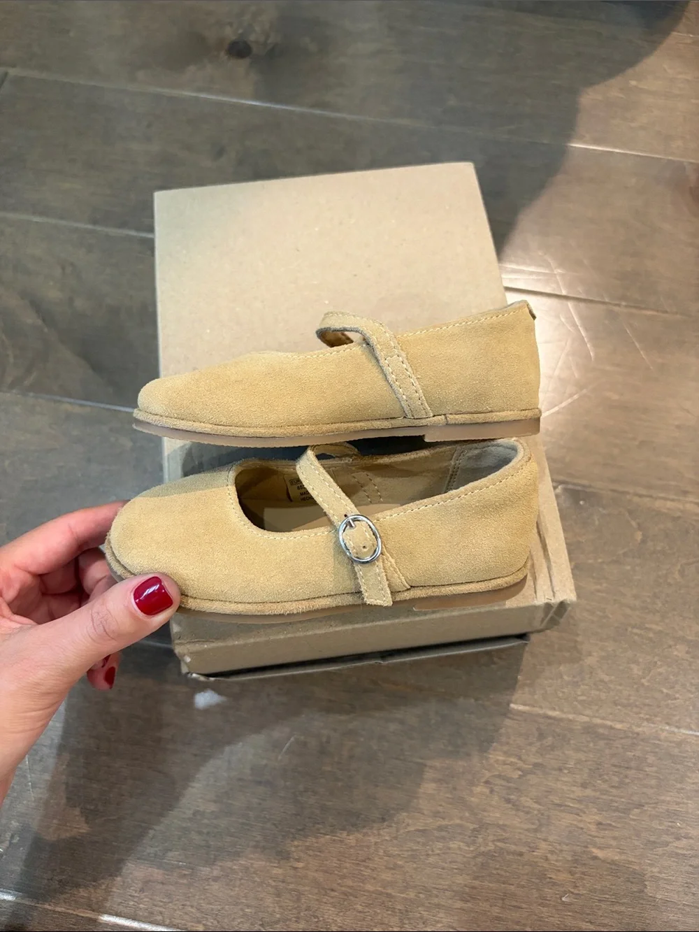 ZARA Kids Tan Suede Mary Jane Flats - Size 23